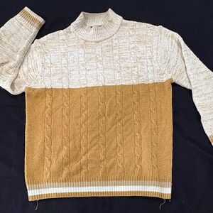 Enyce Cream and Tan Turtleneck Sweater